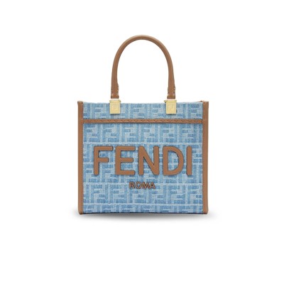 FENDI SUNSHINE SMALL JEANS LIGHT BLUE 8BH394AS3FF1PLM (25.5*22.5*12cm)